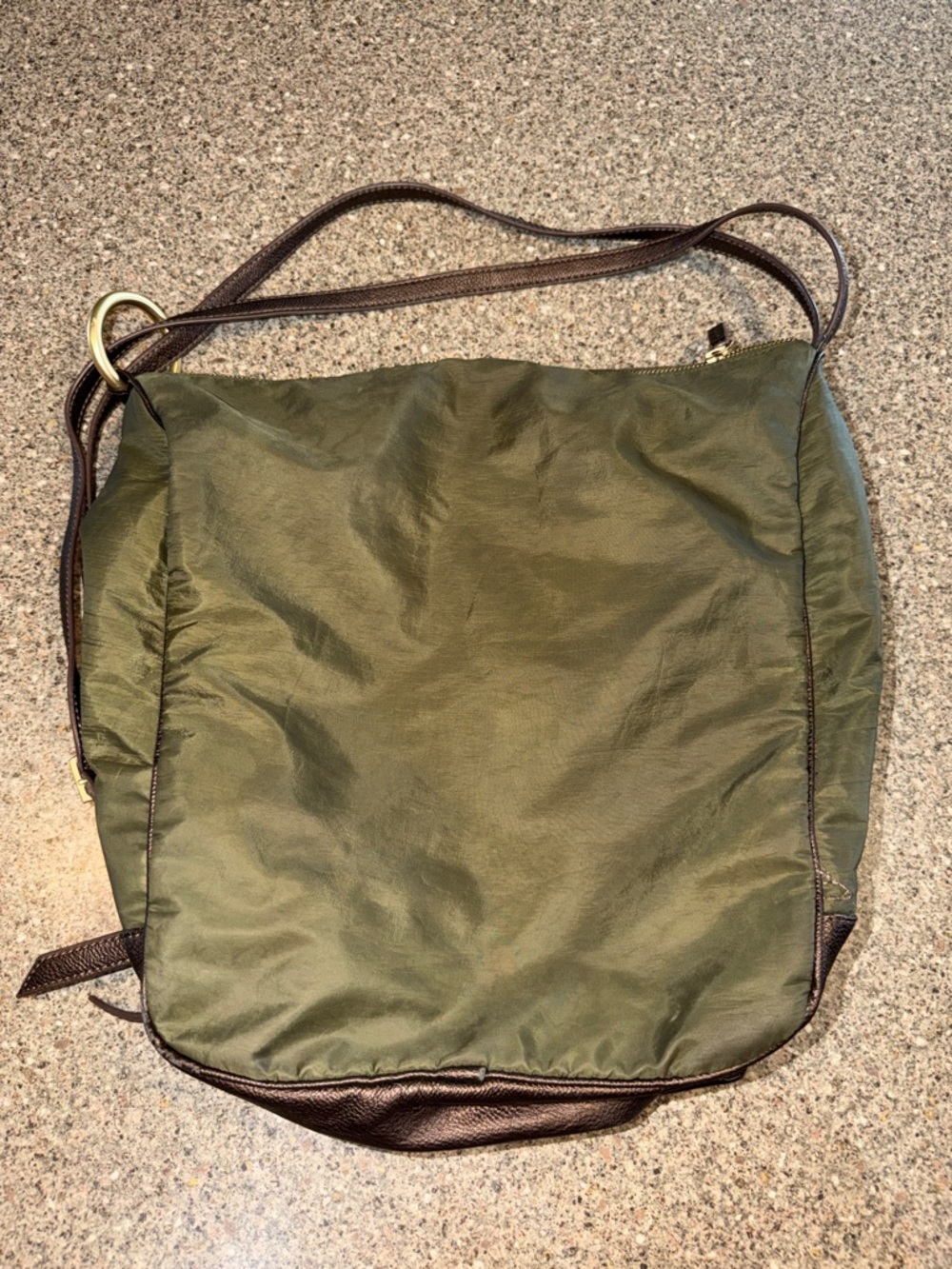 Echo Olive Green Nylon Convertible Hobo bag